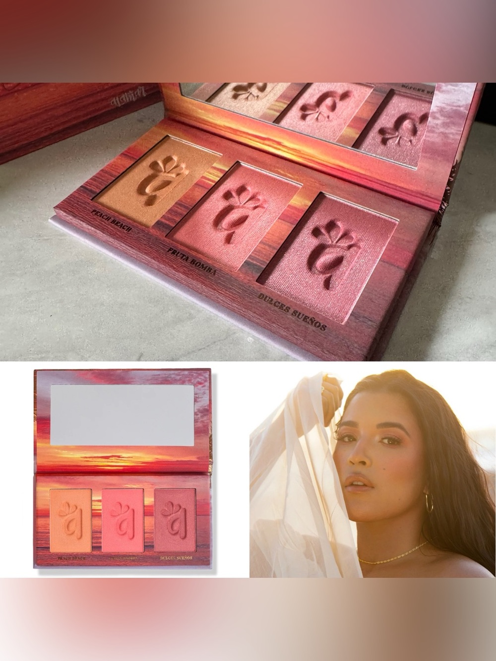 Alamar Cosmetics Colorete Blush Trio Medium Tan Shimmer Cheek Palette